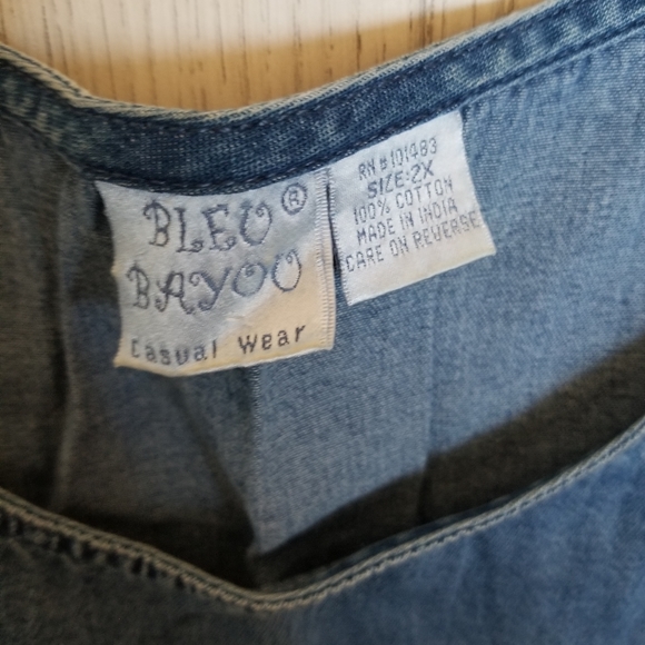 Christmas Snowman Bleu Bayou Blue White Denim Maxi Dress Size 2X - Picture 2 of 8